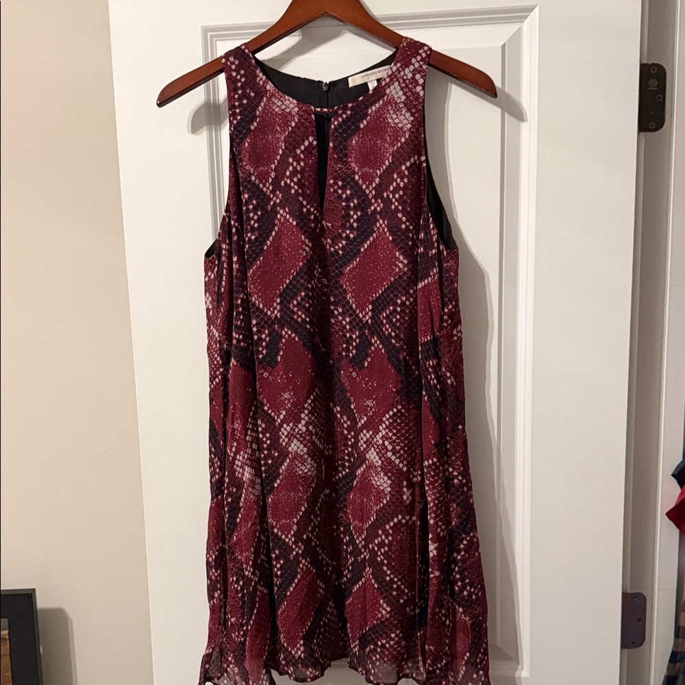 Lavender Brown Sleeveless Plum Snake-Print Mini Dress
